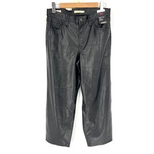 Levi's Faux Leather‎ Mid Rise Straight Baggy Dad Pants Womens Size 30X30 Black